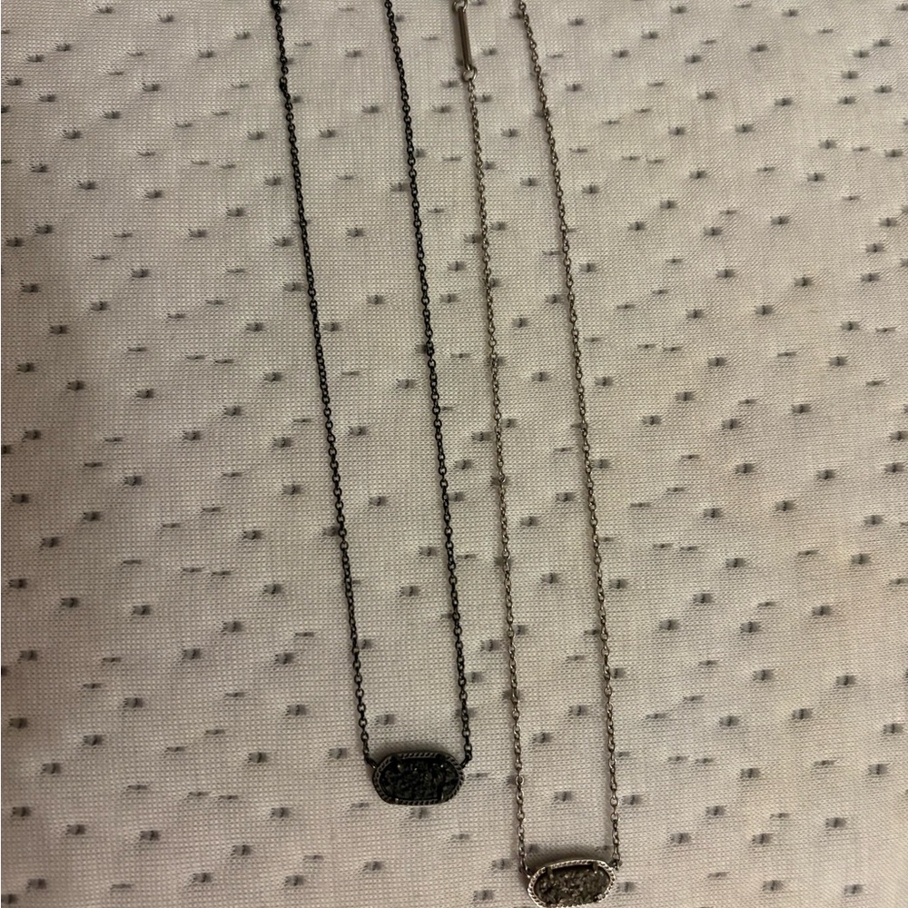 Kendra Scott Elegant Black and Silver Pendant Necklace set of 2